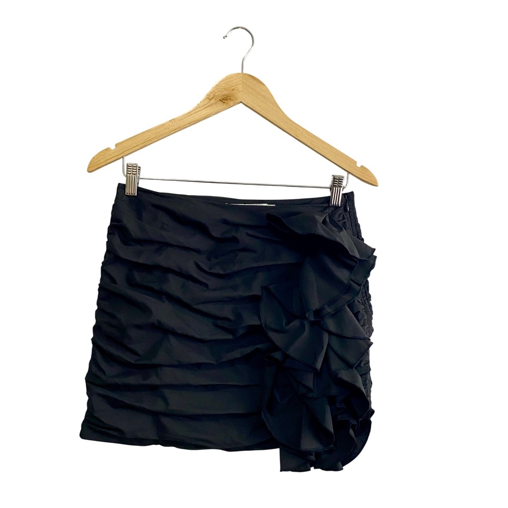 ASTR the Label All The Frills Black Ruched Ruffle Mini Skirt NWT Size S